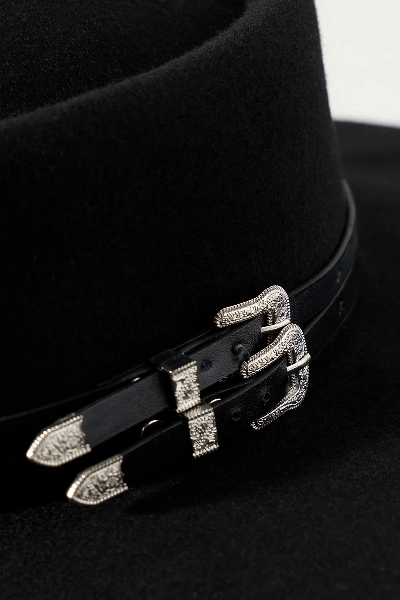 San Diego Hat Co. Ella Double-Belt Wool Boater