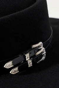 San Diego Hat Co. Ella Double-Belt Wool Boater