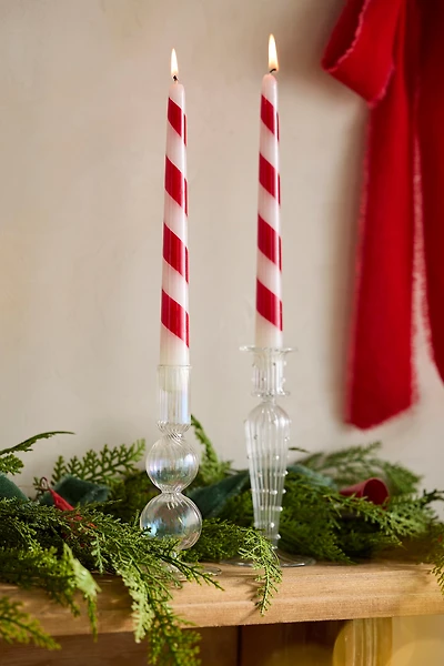 Painted Candy Cane Tapers, Set of 2