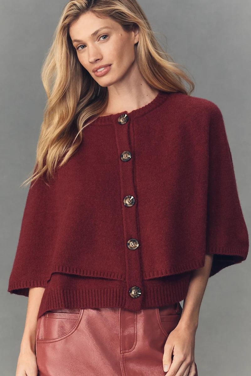 By Anthropologie Button-Front Knit Cape Top