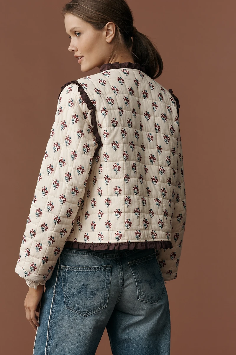 Ophelia & Indigo Reversible Quilted Floral Jacket