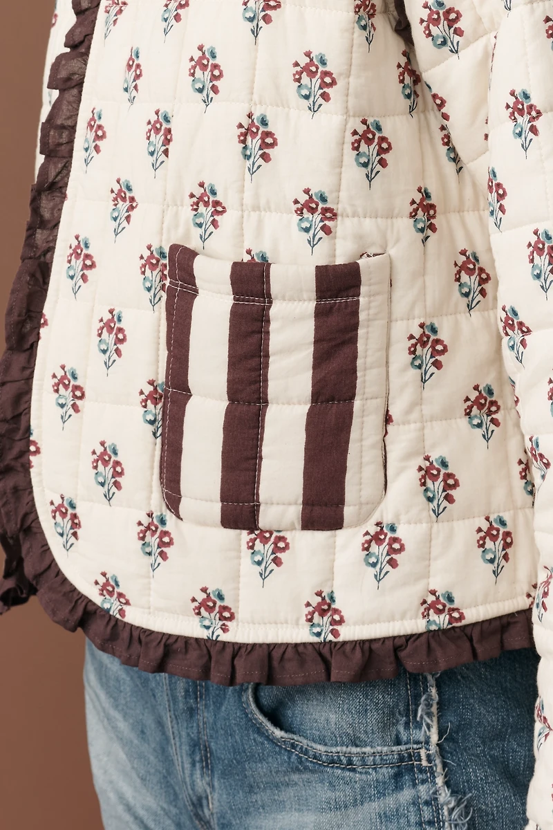 Ophelia & Indigo Reversible Quilted Floral Jacket