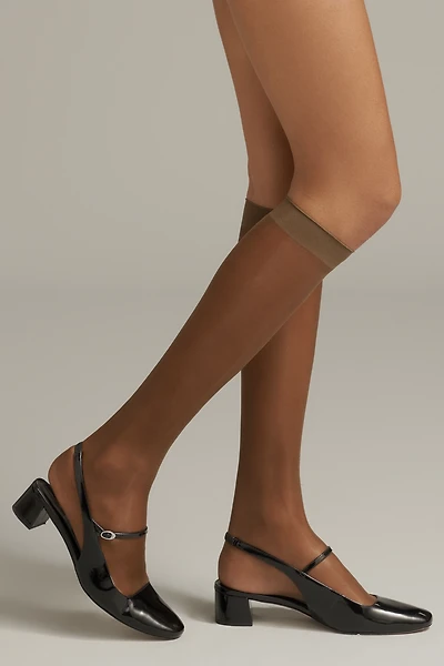 Lechery® Lustrous Silky Shiny Sheer Knee-High Socks, Set of 2