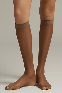 Lechery® Lustrous Silky Shiny Sheer Knee-High Socks, Set of 2