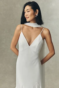 Besa Edin V-Neck Chiffon A-Line Wedding Gown