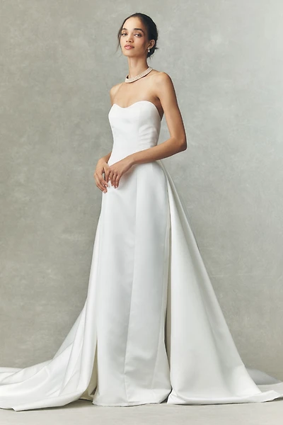 Jenny by Yoo Elsie Strapless Sweetheart Satin Wedding Gown