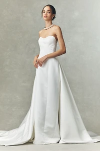Jenny by Yoo Elsie Strapless Sweetheart Satin Wedding Gown