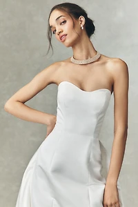 Jenny by Yoo Elsie Strapless Sweetheart Satin Wedding Gown