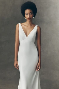 Jenny by Yoo Remy Satin V-Neck Open-Back Wedding Gown