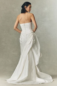 Watters Monroe Strapless Ruffled Column Wedding Gown