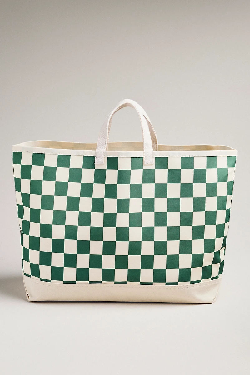 Daily Practice Canvas Checkered Tote Bag