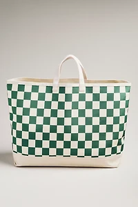 Daily Practice Canvas Checkered Tote Bag