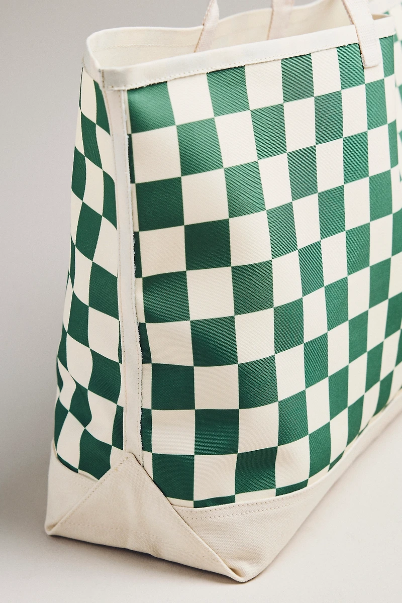 Daily Practice Canvas Checkered Tote Bag