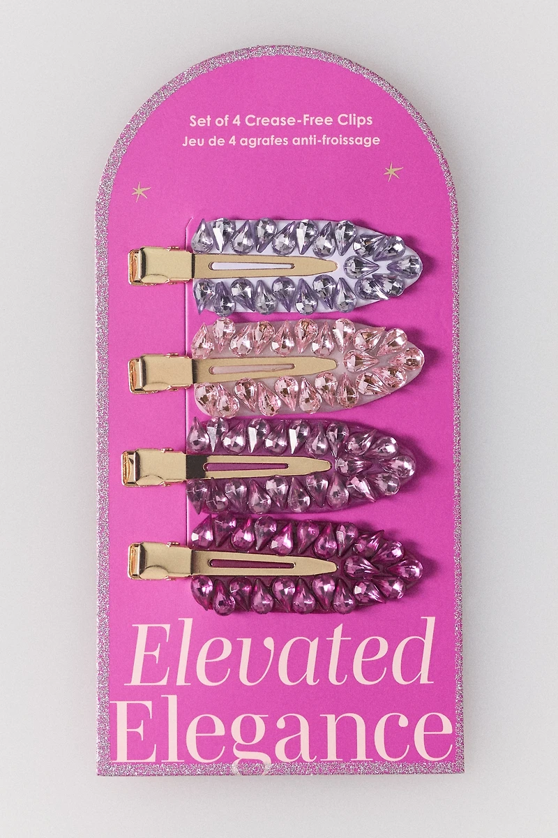 Jeweled Crease-Free Hair Clips, Set of 4