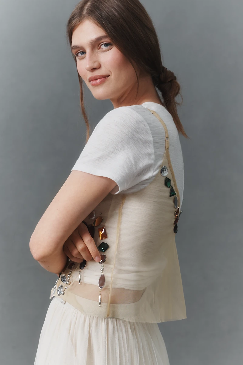 By Anthropologie Jewel-Embellished Sheer Cami
