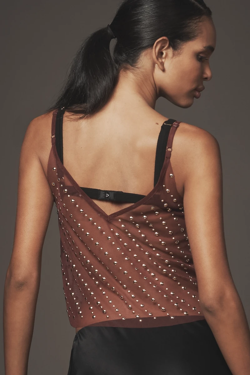 By Anthropologie Studded Sheer Mesh Cami