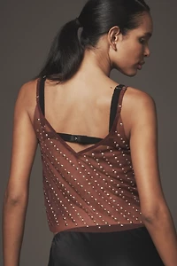 By Anthropologie Studded Sheer Mesh Cami