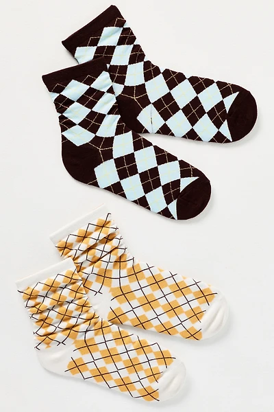Argyle Crew Socks, Set of 2