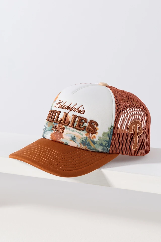 NWT Anthropologie X Mitchell and Ness MLB Landscape Trucker Hat Dodgers Mitchell & Ness x MLB Overload Los Angeles Dodgers Blue  main image 2