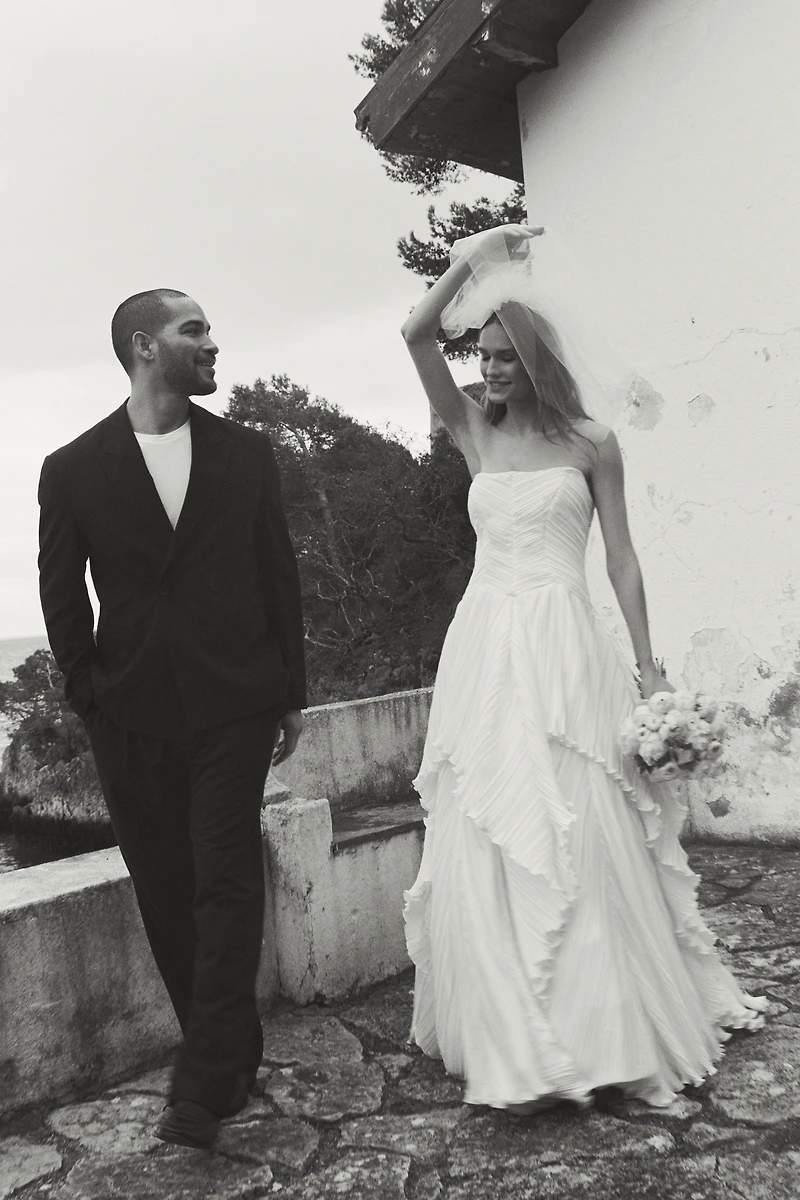 BHLDN Eleonara Strapless Pleated Fit & Flare Wedding Gown
