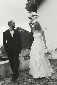 BHLDN Eleonara Strapless Pleated Fit & Flare Wedding Gown