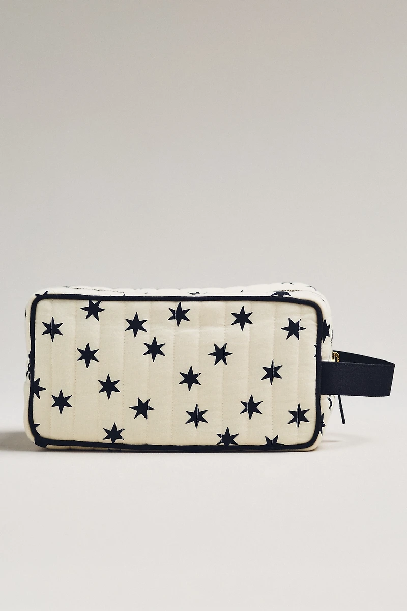 Maeve Two-Tone Patterned Puffy Cosmetic Bag