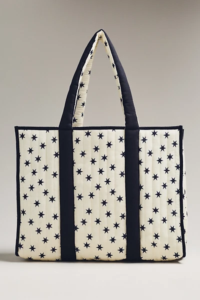 Maeve Two-Tone Patterned Puffy Tote Bag