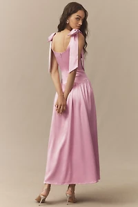 Hutch Ballerina Bow-Sleeve Drop-Waist Midi Dress