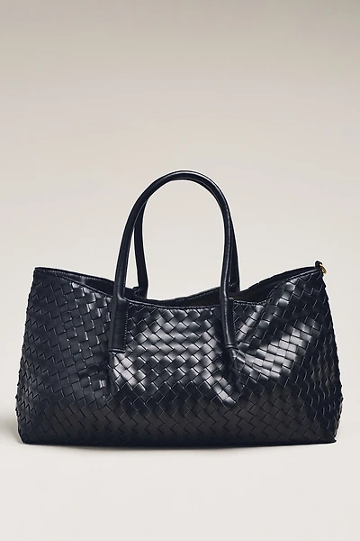 Woven Faux-Leather Tote