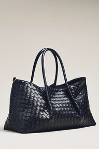 Woven Faux-Leather Tote