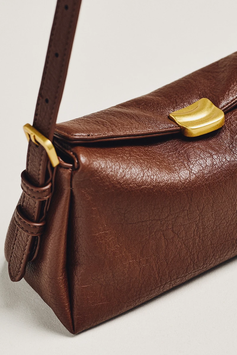 Slouchy Faux Leather Shoulder Bag