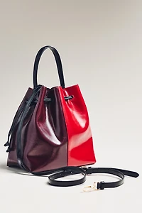 Two-Tone Cinched Bucket Bag