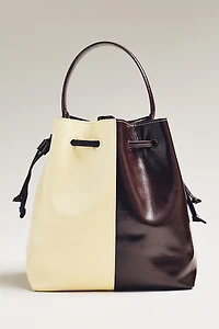 Two-Tone Cinched Bucket Bag