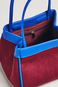 Sueded Two-Tone Bucket Bag
