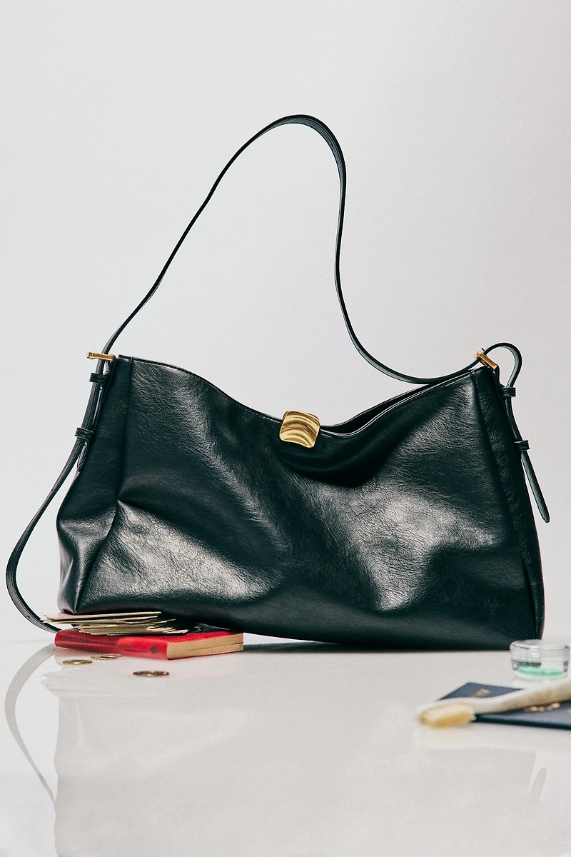 Foldover Slouchy Buckle Shoulder Bag