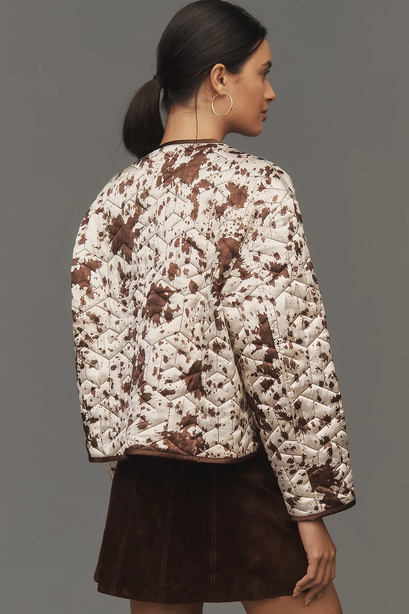 Maeve Cow Print Quilted Jacket