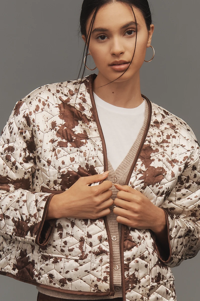 Maeve Cow Print Quilted Jacket
