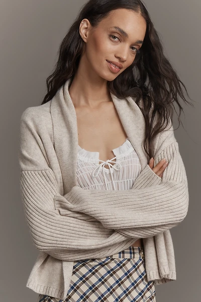 Flat White Mariel Cashmere-Blend Cardigan Sweater