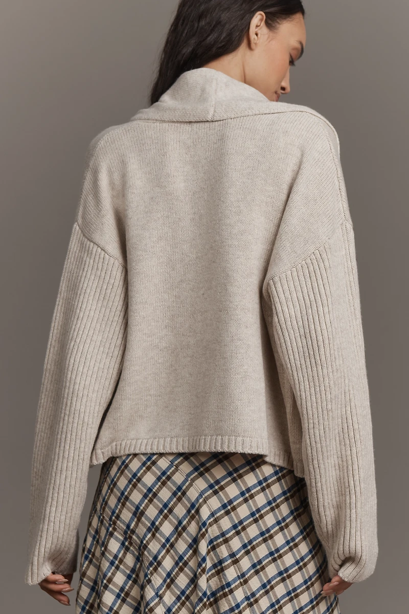 Flat White Mariel Cashmere-Blend Cardigan Sweater