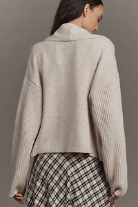 Flat White Mariel Cashmere-Blend Cardigan Sweater