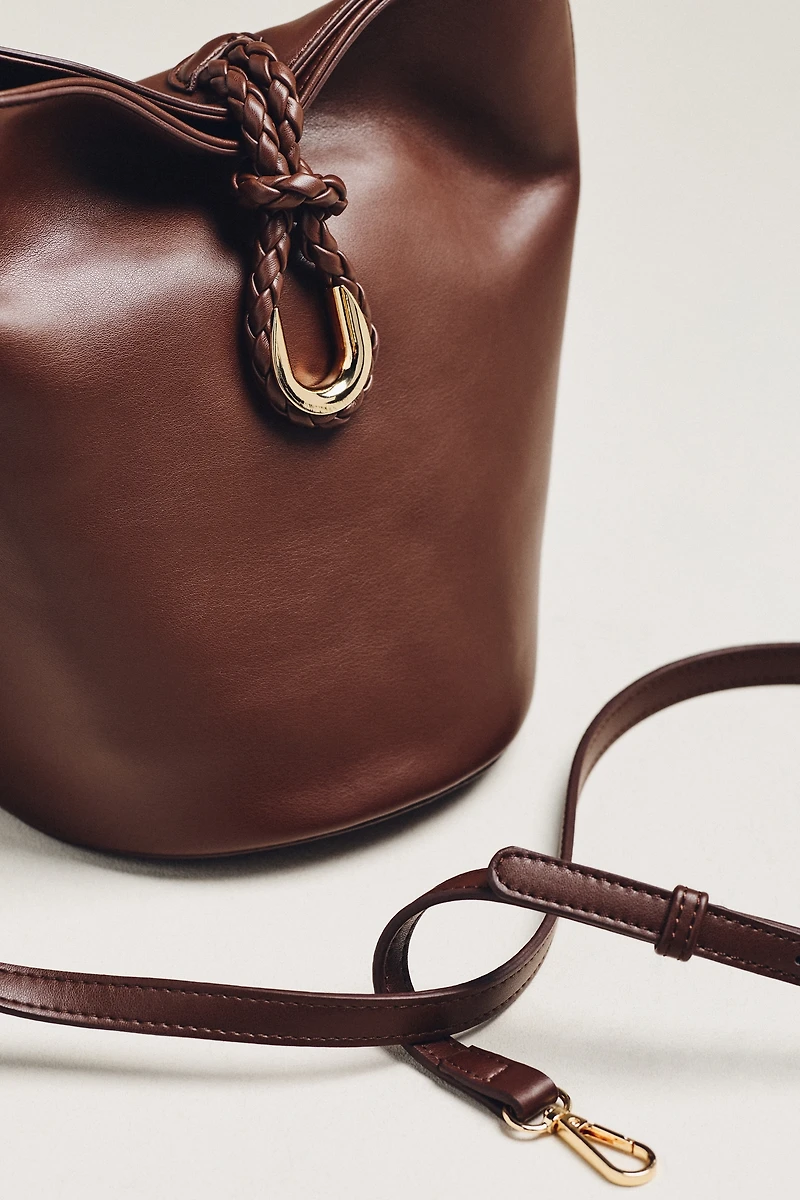 Aota Twist Tie Top-Handle Bucket Bag