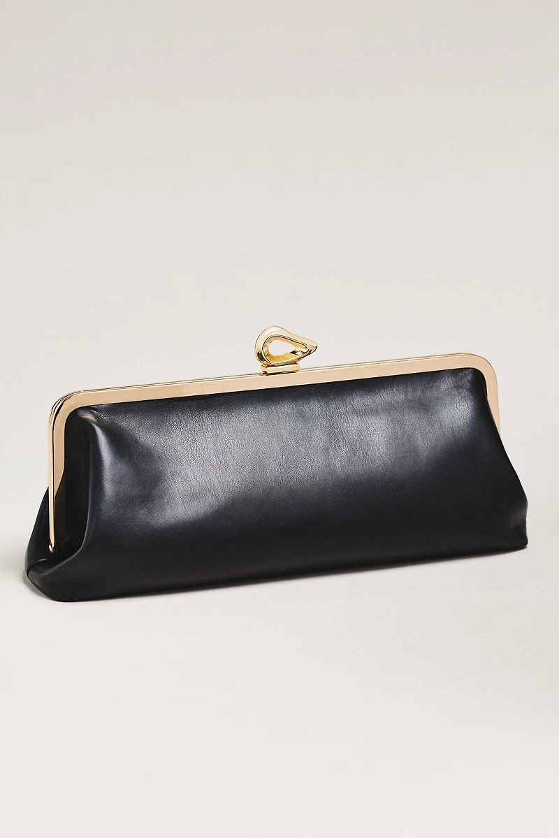 Claire Vegan-Leather Turnlock Clutch