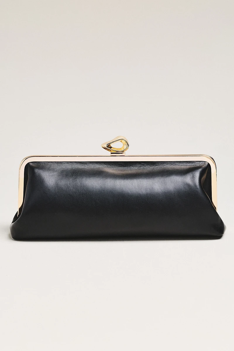 Claire Vegan-Leather Turnlock Clutch