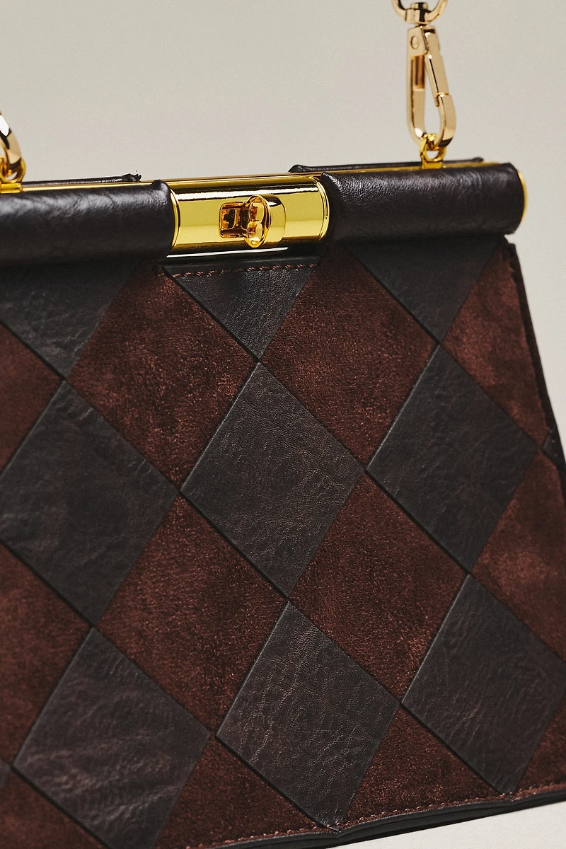 Edie Turnlock Suede Satchel