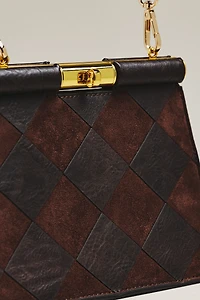 Edie Turnlock Suede Satchel