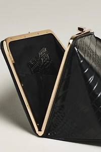 Textured Croc Angular Hardware Clutch