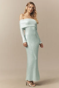 BHLDN Off-Shoulder Sequin Maxi Dress