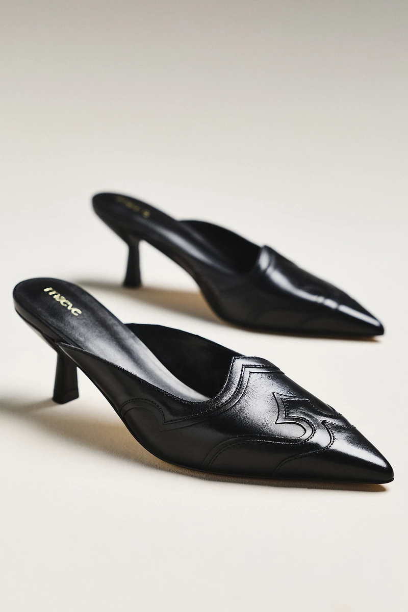 Maeve Pointed-Toe Western Mule Heels