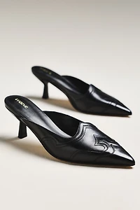 Maeve Pointed-Toe Western Mule Heels