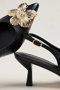 Maeve Flower Hardware Detail Slingback Heels